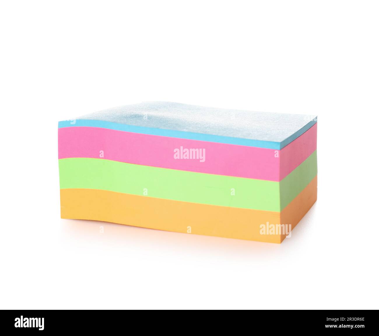 Stack of colorful sticky notes isolated on white background Stock Photo