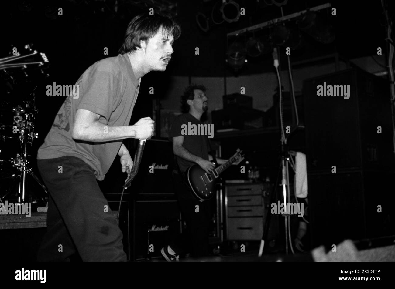 Italy Milan, 1995-03-30, Mike Patton singer of the Faith No More during the live concert at the Factory Stock Photo