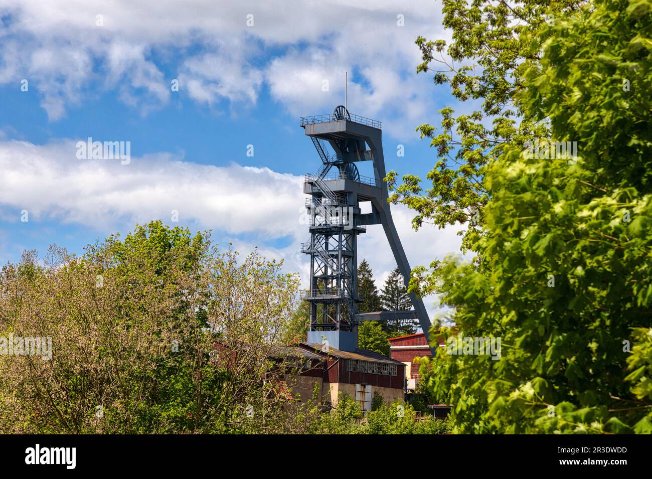 Industrial monument Bad Grund mine winding tower Stock Photo