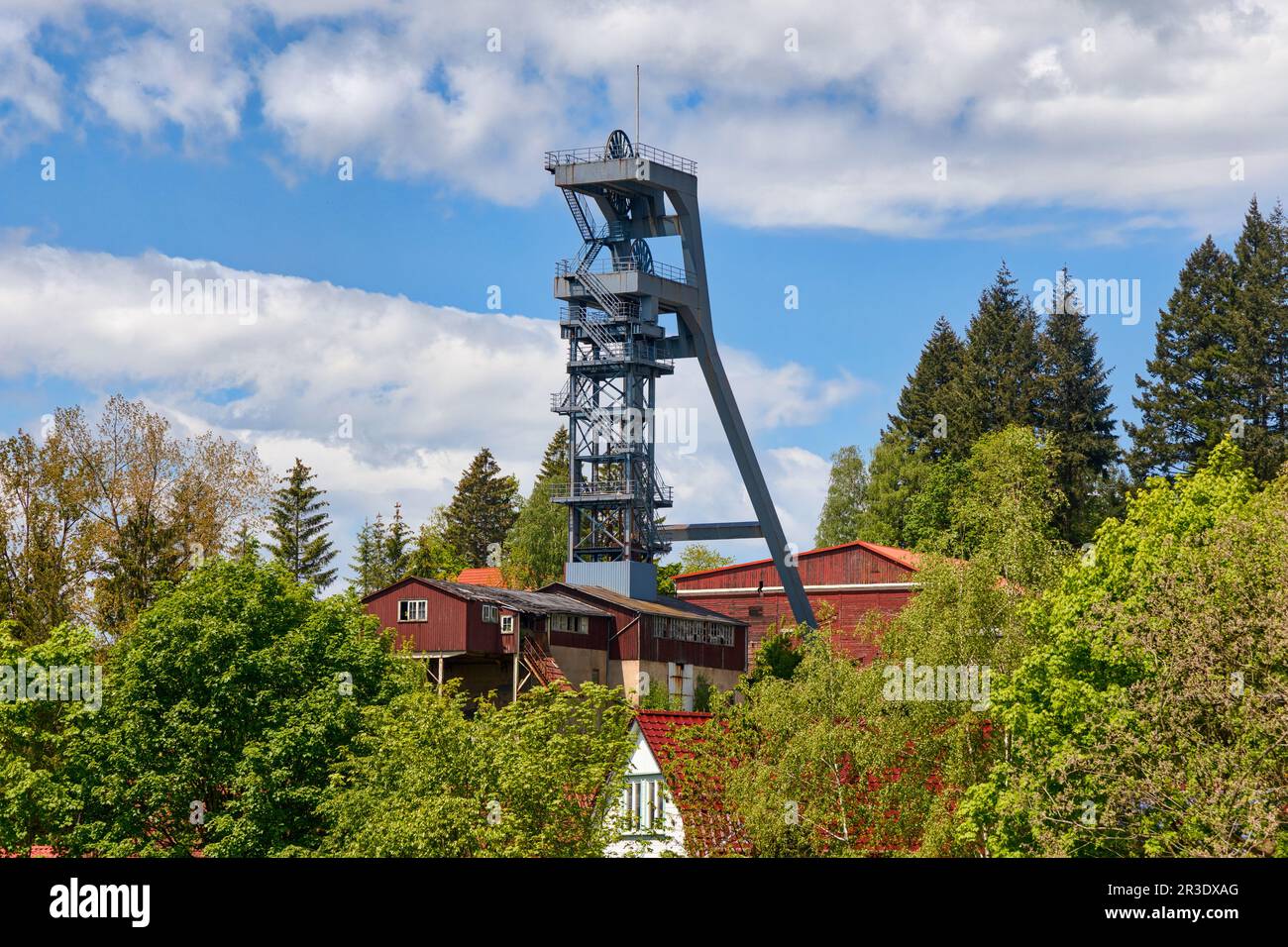 Industrial monument Bad Grund mine winding tower Stock Photo