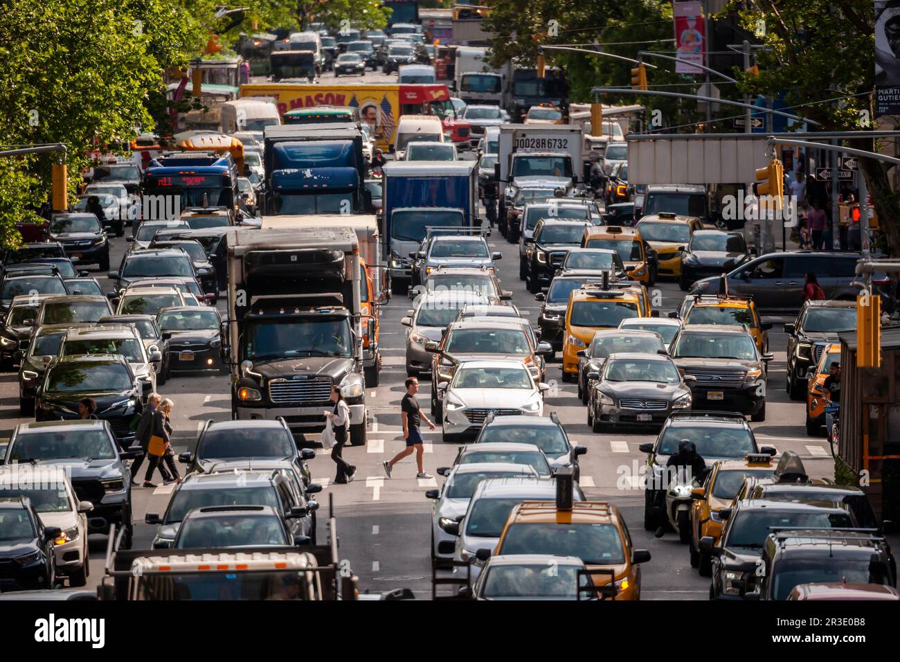 Traffic backs up on Tenth Avenue in New York approaching the Lincoln Tunnel, the week prior to the Memorial Day weekend, Friday, May 19, 2023. (© Richard B. Levine) Stock Photo