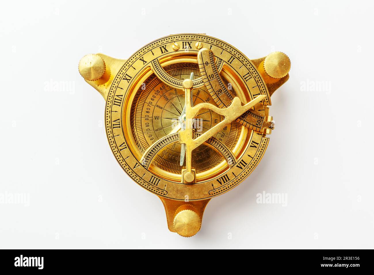 Vintage brass compass isolated on white background Stock Illustration