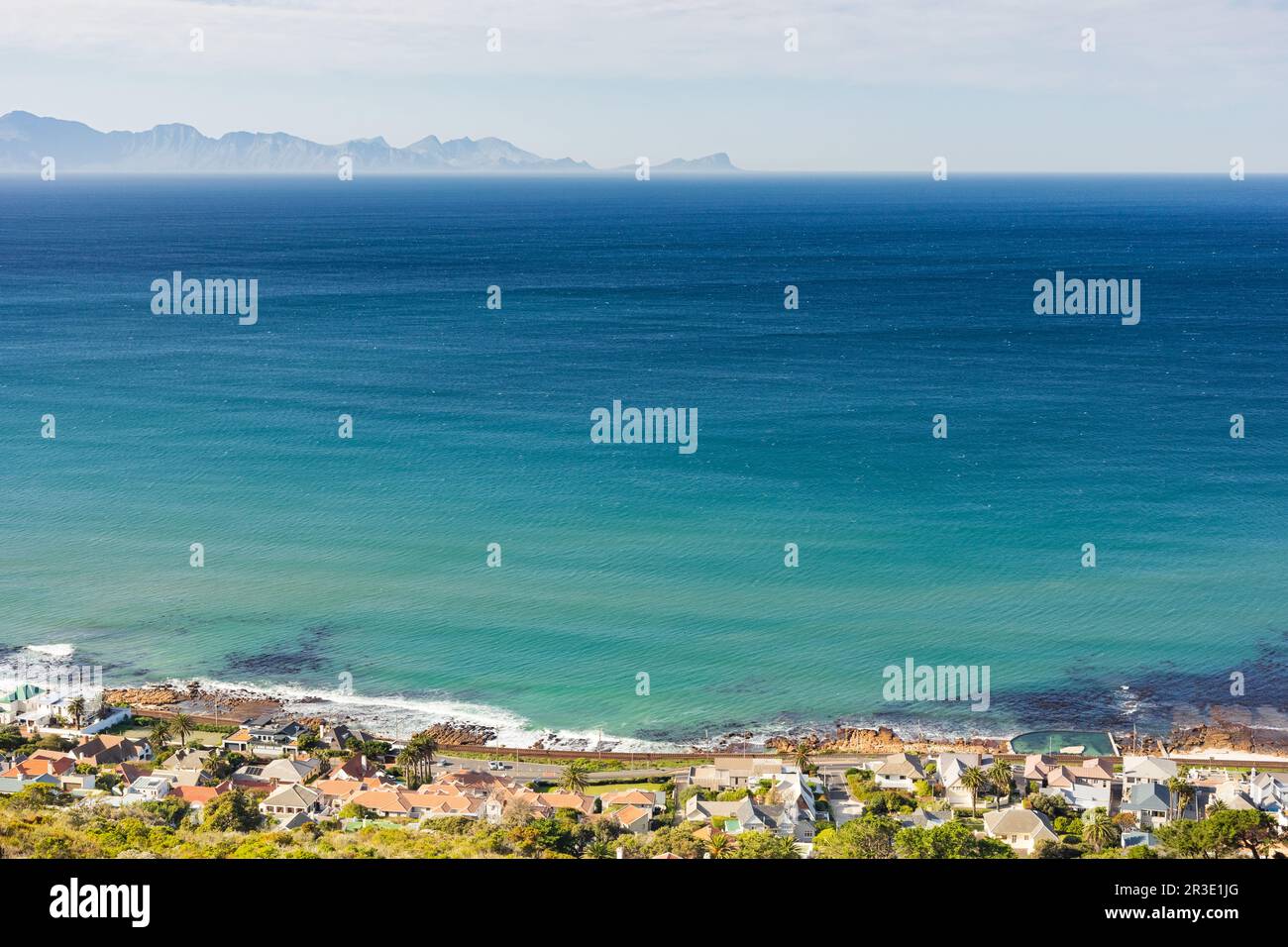 Elevated panoramic view of St James coastal retirement town in False