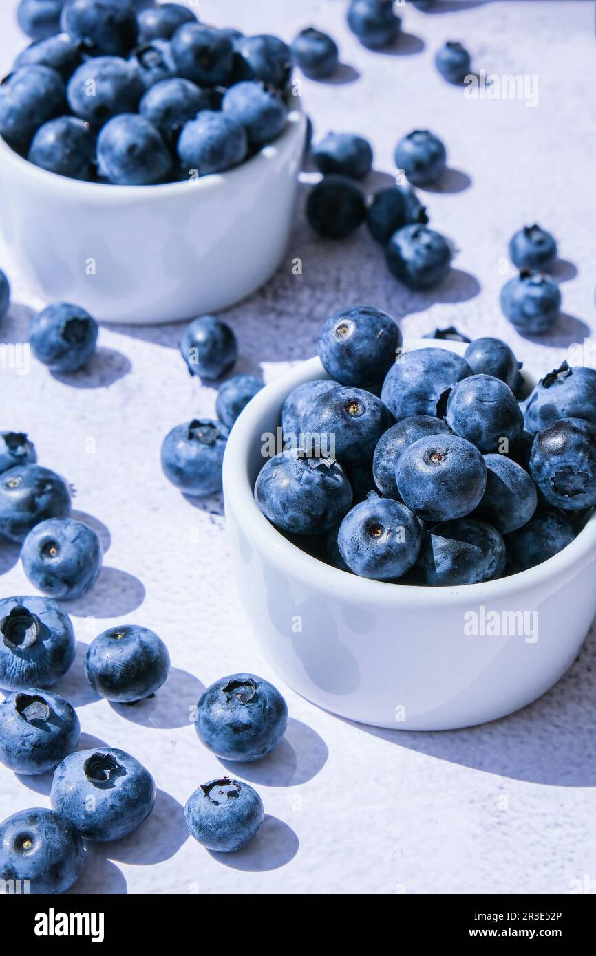 Fresh blueberries background with copy space. Blueberry antioxidant