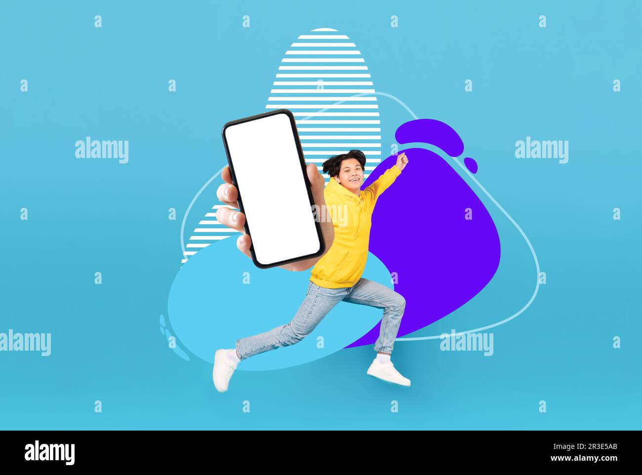 Teen smartphone jumping hi-res stock photography and images - Alamy