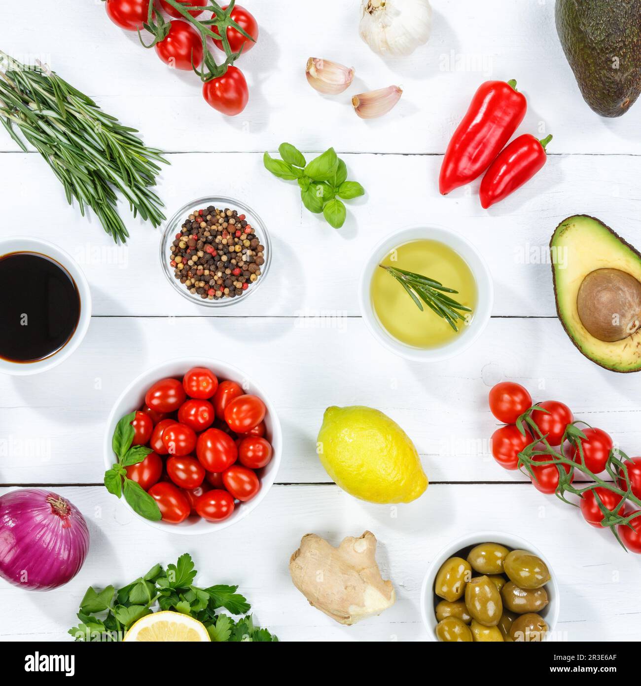 Healthy vegan diet vegan healthy background bio clean eating food wooden board square Stock Photo