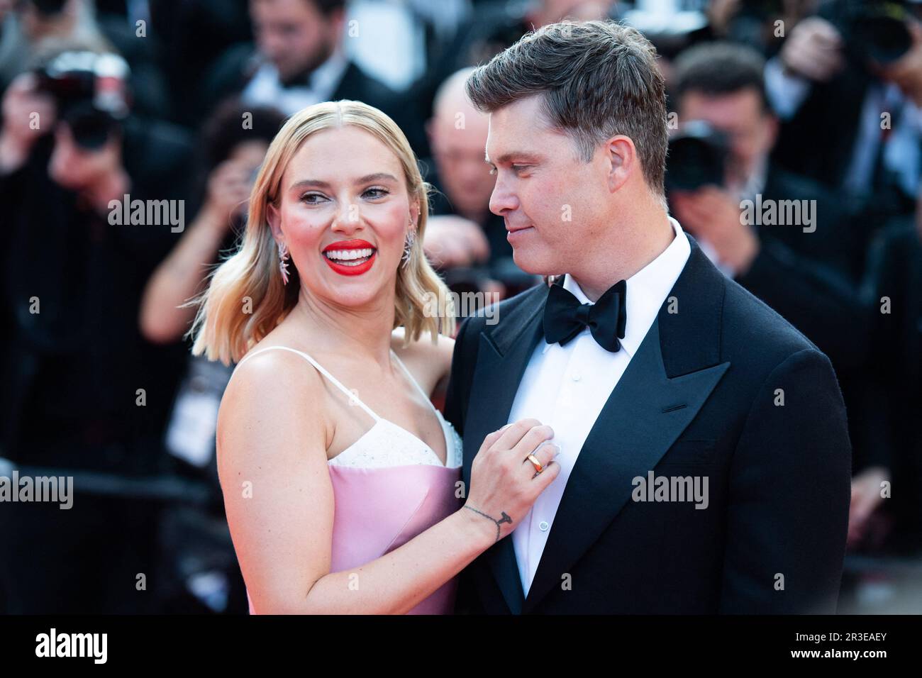 Cannes, France. 23rd May, 2023. Scarlett Johansson and Colin Jost