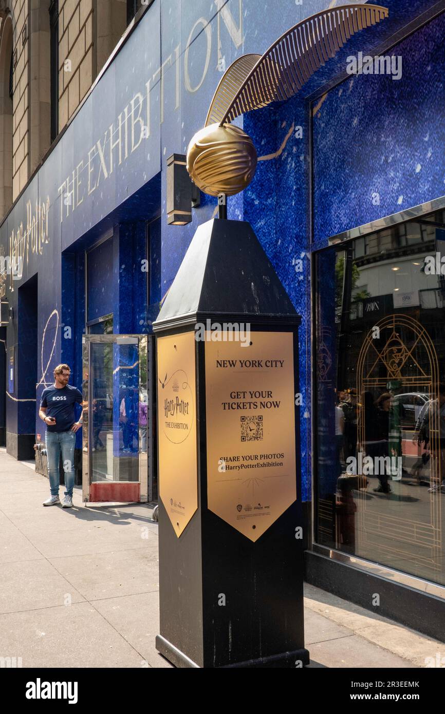 The Harry Potter exhibition opened to the public in May 2023 on W. 34th St. in Midtown Manhattan, New York City, USA Stock Photo