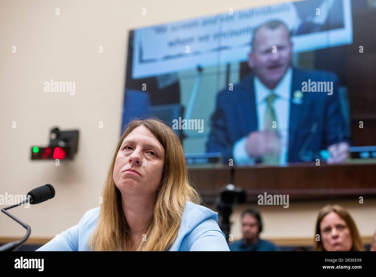 Washington, United States Of America. 23rd May, 2023. Tammy Nobles, mother of Kayla Hamilton who was allegedly murdered by an unaccompanied, child Mara Salvatrucha gang member who entered the the United States illegally, appears before a House Committee on the Judiciary | Subcommittee on Immigration Integrity, Security, and Enforcement hearing “The Biden Border Crisis: Part III” in the Rayburn House Office Building in Washington, DC, Tuesday, May 23, 2023. Credit: Rod Lamkey/CNP/Sipa USA Credit: Sipa USA/Alamy Live News Stock Photo