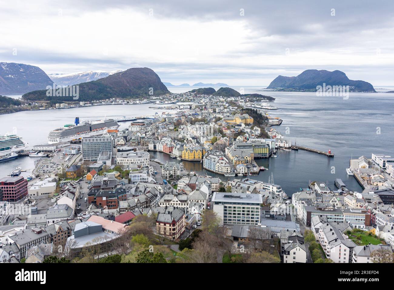 View of town centre from Aksla viewpoint, Ålesund, Møre og Romsdal, Norway Stock Photo