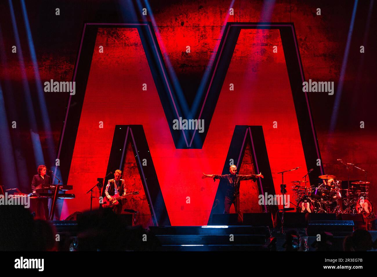 British band Depeche Mode performs during a concert as part of the Memento  Mori World Tour 2023 at Friends Arena in Stockholm, Sweden, on May 23, 2023  Stock Photo - Alamy