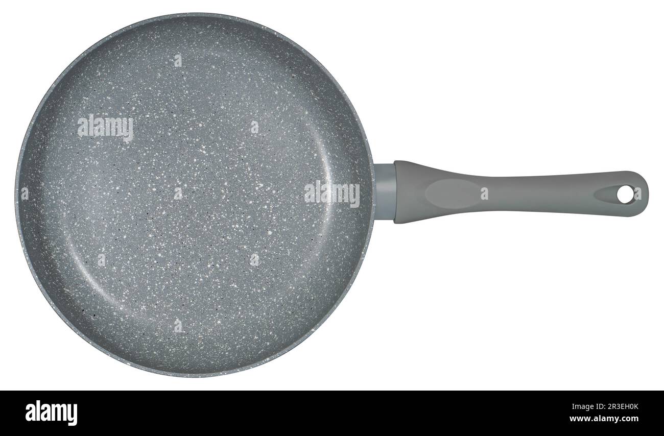 Ceramic non-stick frying pan, white in insulation Stock Photo