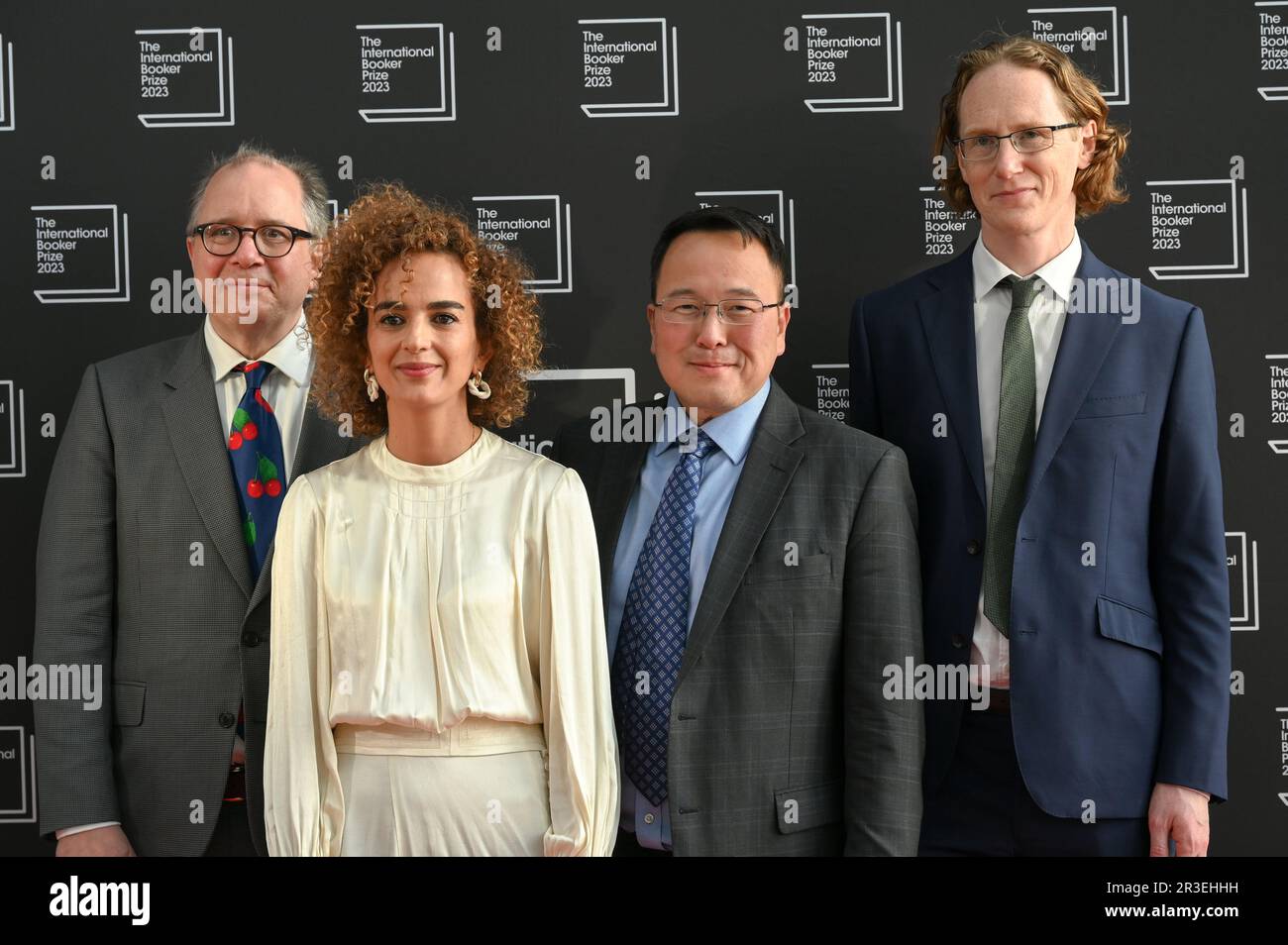 London, UK. 23rd May, 2023. Frederick Studemann, Leïla Slimani, Uilleam Blacker and Tan Twan Eng is a judge attends the International Booker Prize 2023 at the Sky Garden, London, UK. Credit: See Li/Picture Capital/Alamy Live News Stock Photo