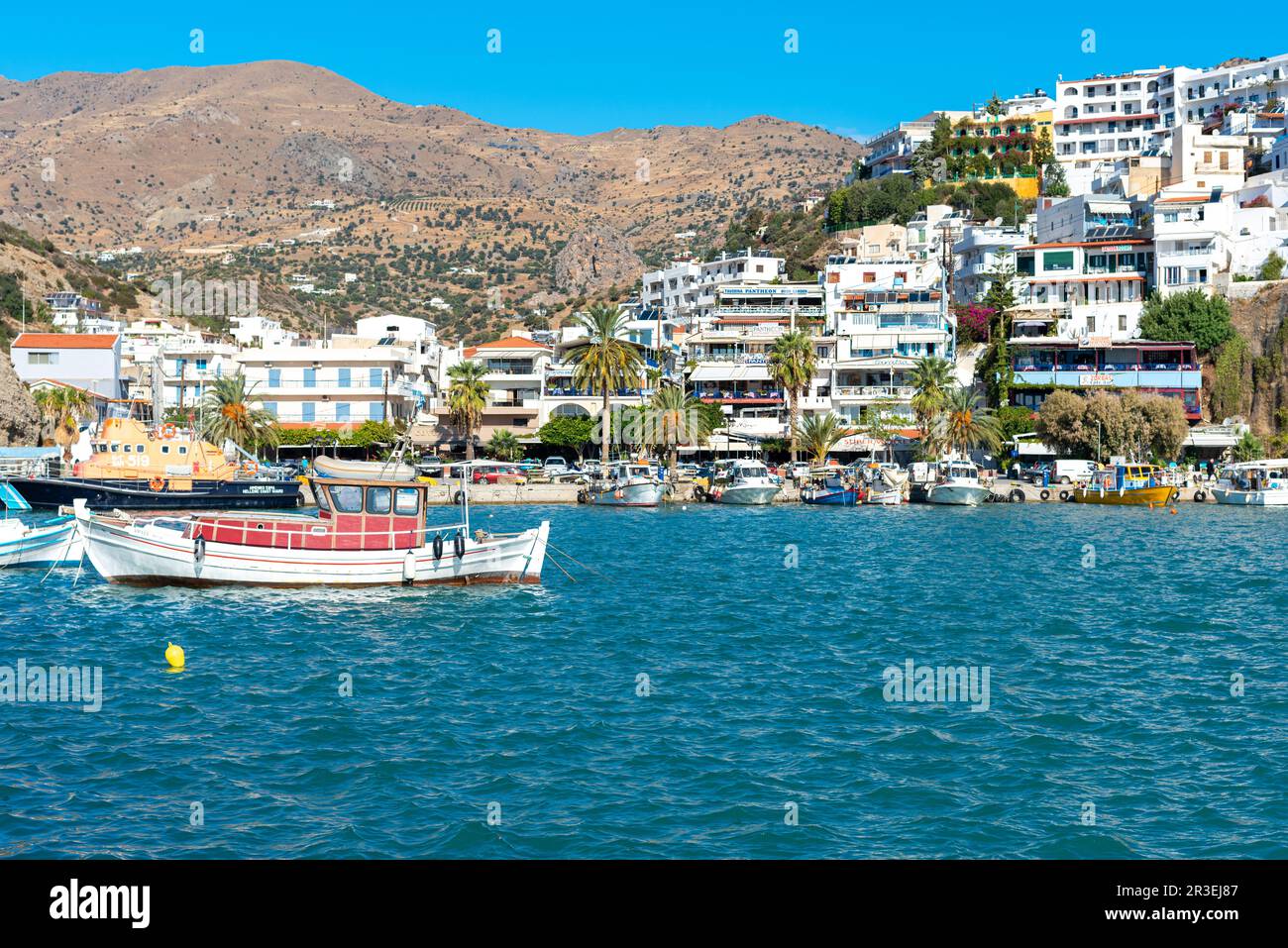 Agia Galini is a popular tourist resort on the island of Crete Stock Photo