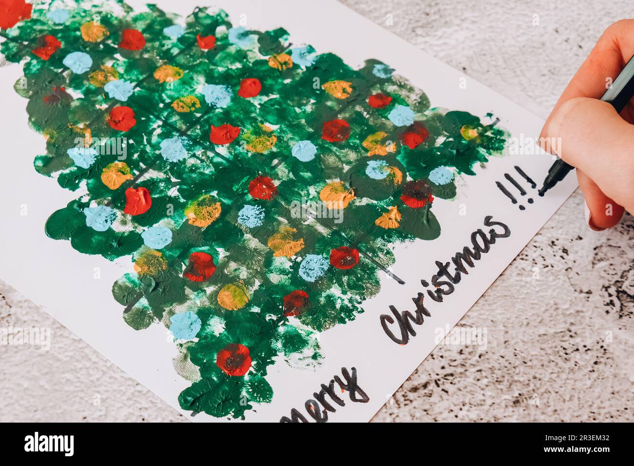 DIY Making greeting card Handmade crafts on holiday for children. Paint