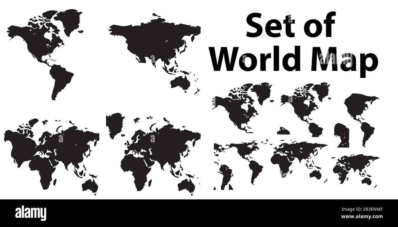 A set of world map vector illustrations. Stock Vector