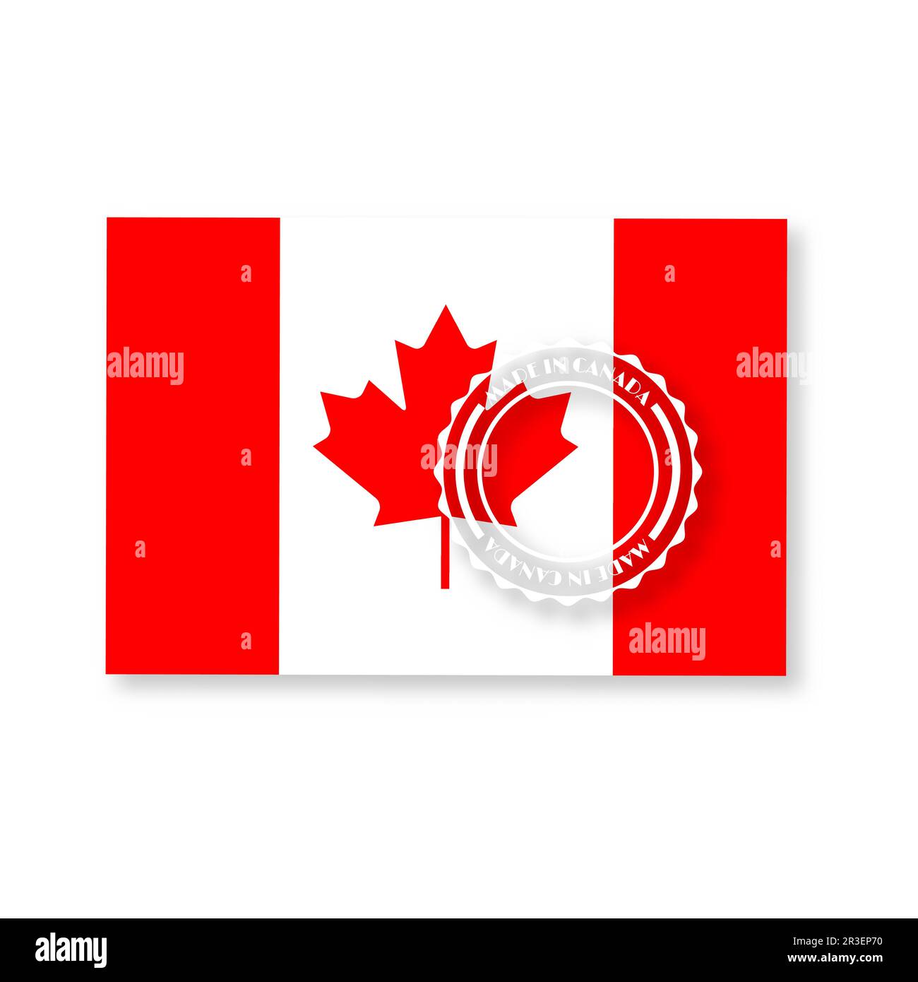 Set of various Made in Canada labels isolated on white background