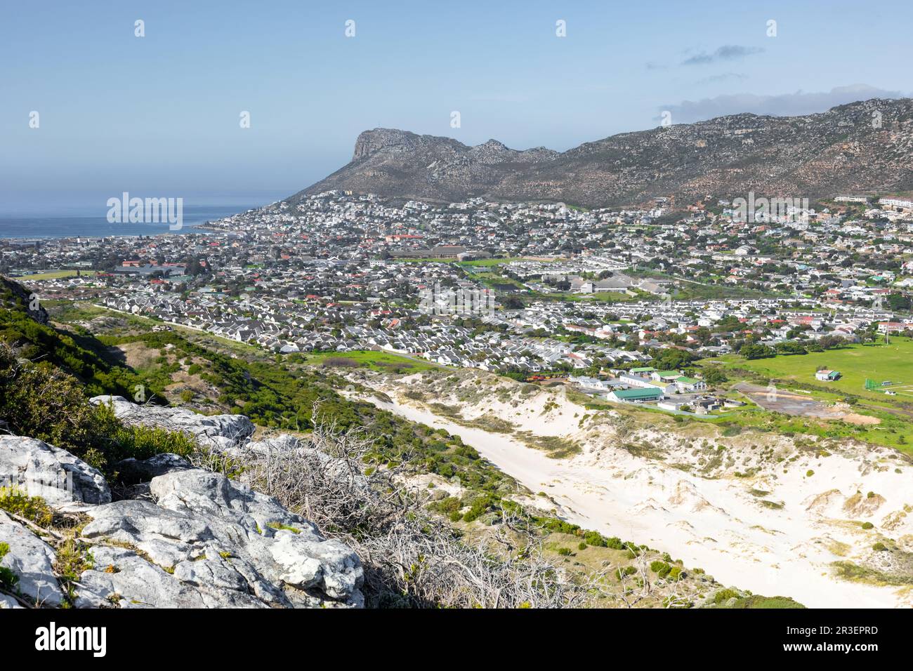 Fish Hoek residential neighborhood viewed from the top of Peerâ€™s Cave