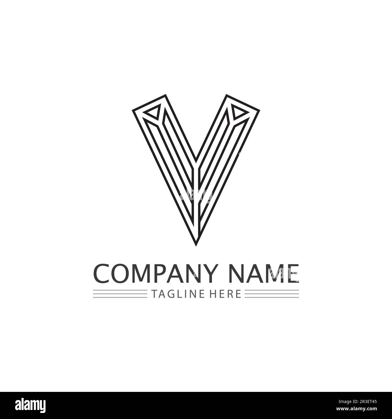 V Letter Lightning Logo Template vector icon illustration design Stock Vector