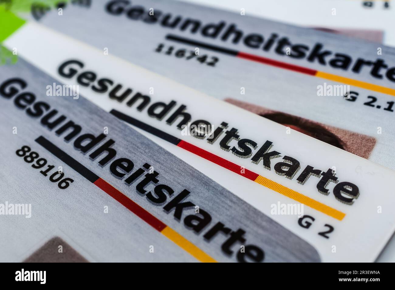 Health cards in Germany of the health insurance funds Stock Photo