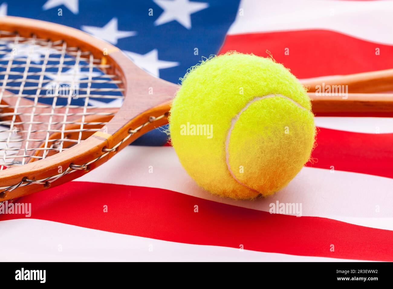 American flag with tennis rackets Stock Photo Alamy