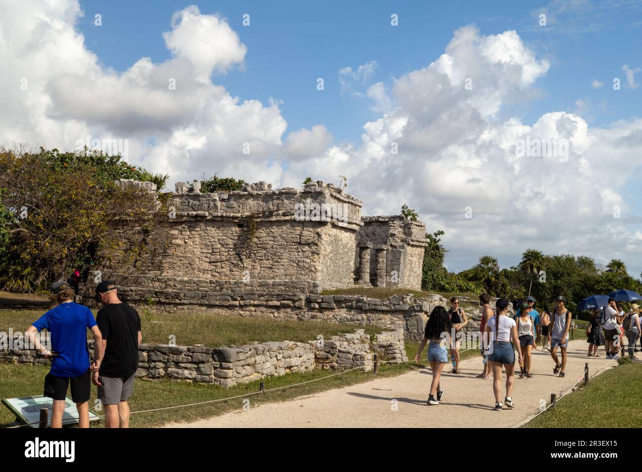 TULUM, Mexico - Feb 2023: Visitors Exploring the Historic Tulum Ruins ...