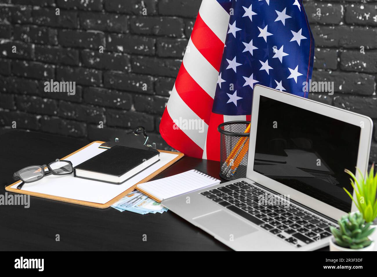 4th of July American Independence Day USA flags decorations in office
