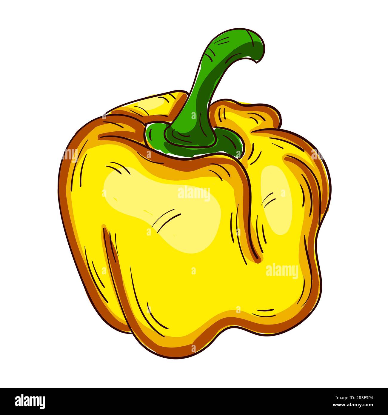 Realistic fresh yellow bell pepper on white background - Vector Stock Photo