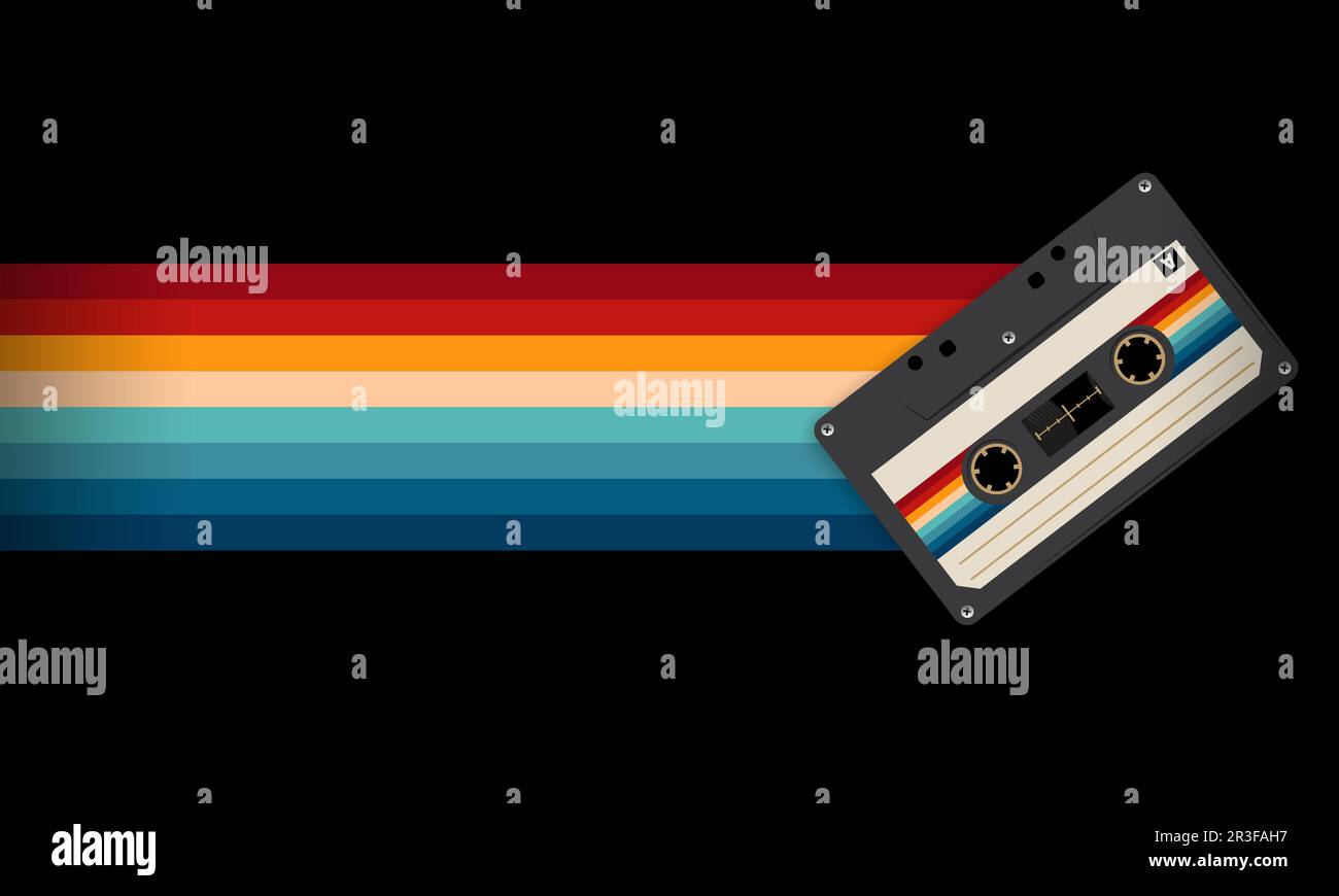 Retro musiccasette with retro colors eighties style, cassette tape