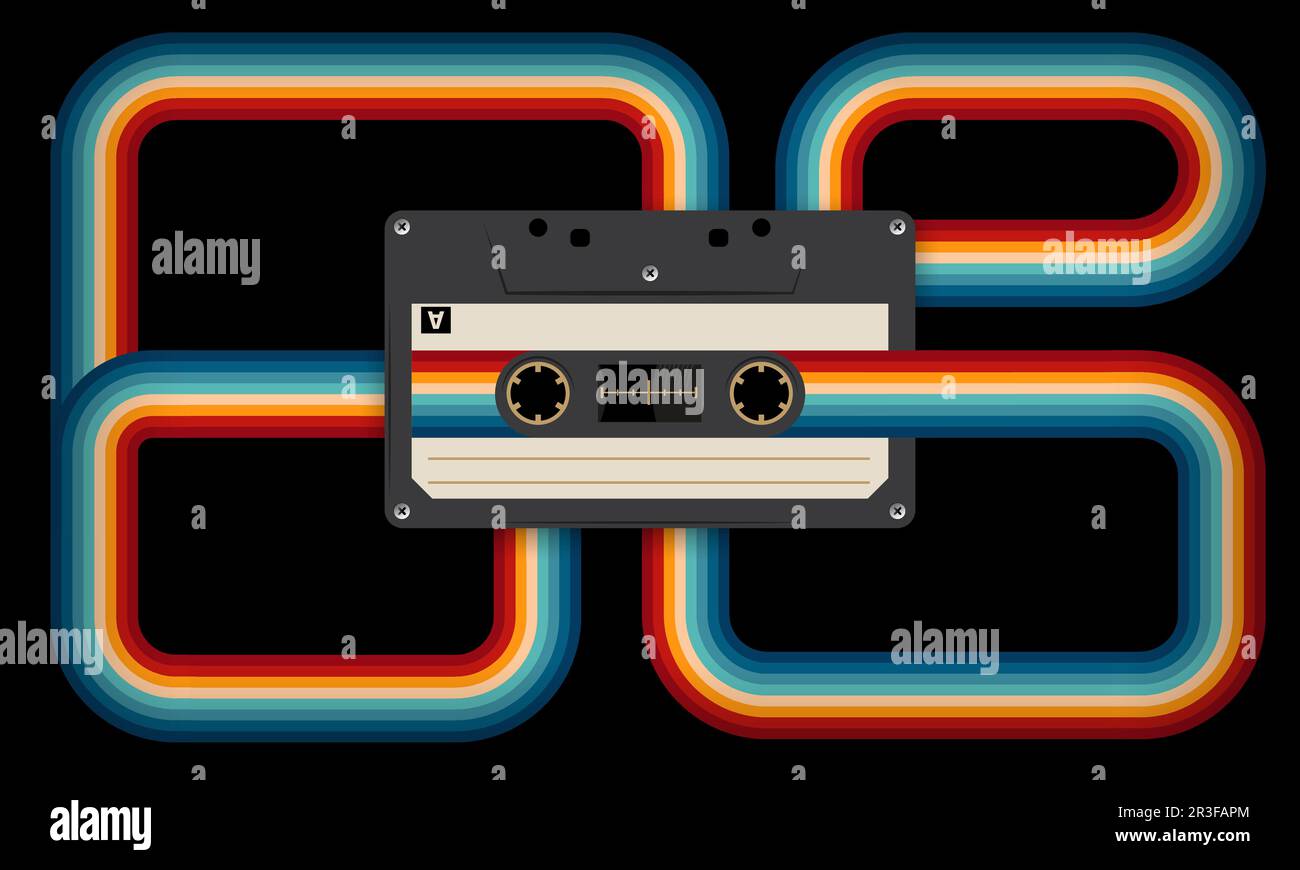 Retro musiccasette with retro colors eighties style, cassette tape