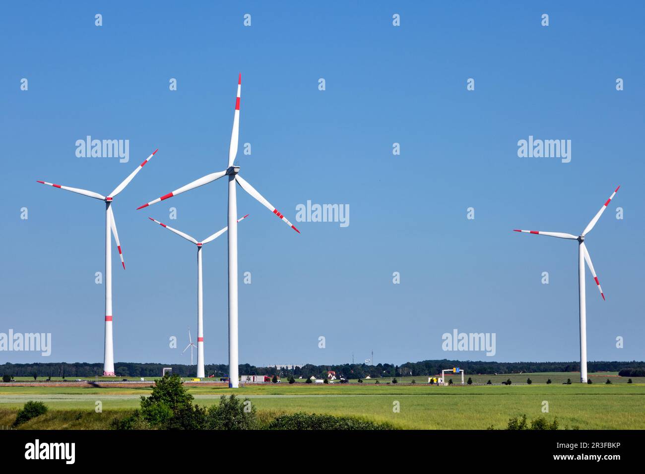 Modern wind turbines in a rural landscape seen in Germany Stock Photo ...