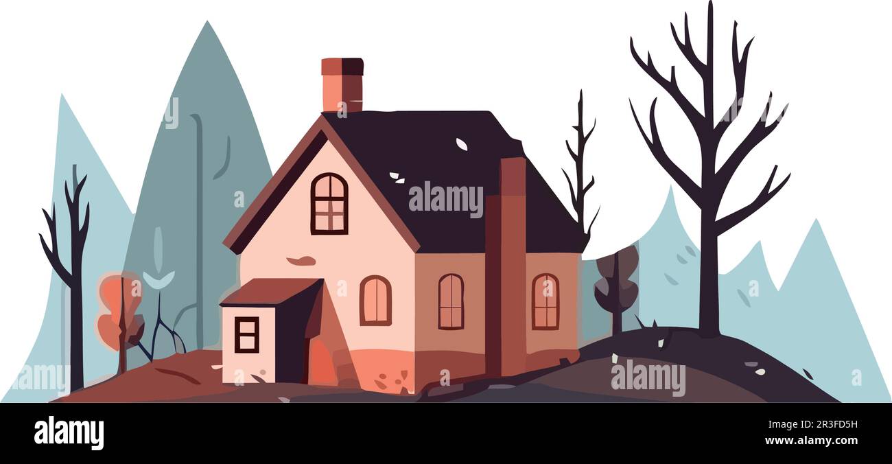 cottage and forest landscape backdrop Stock Vector Image & Art - Alamy