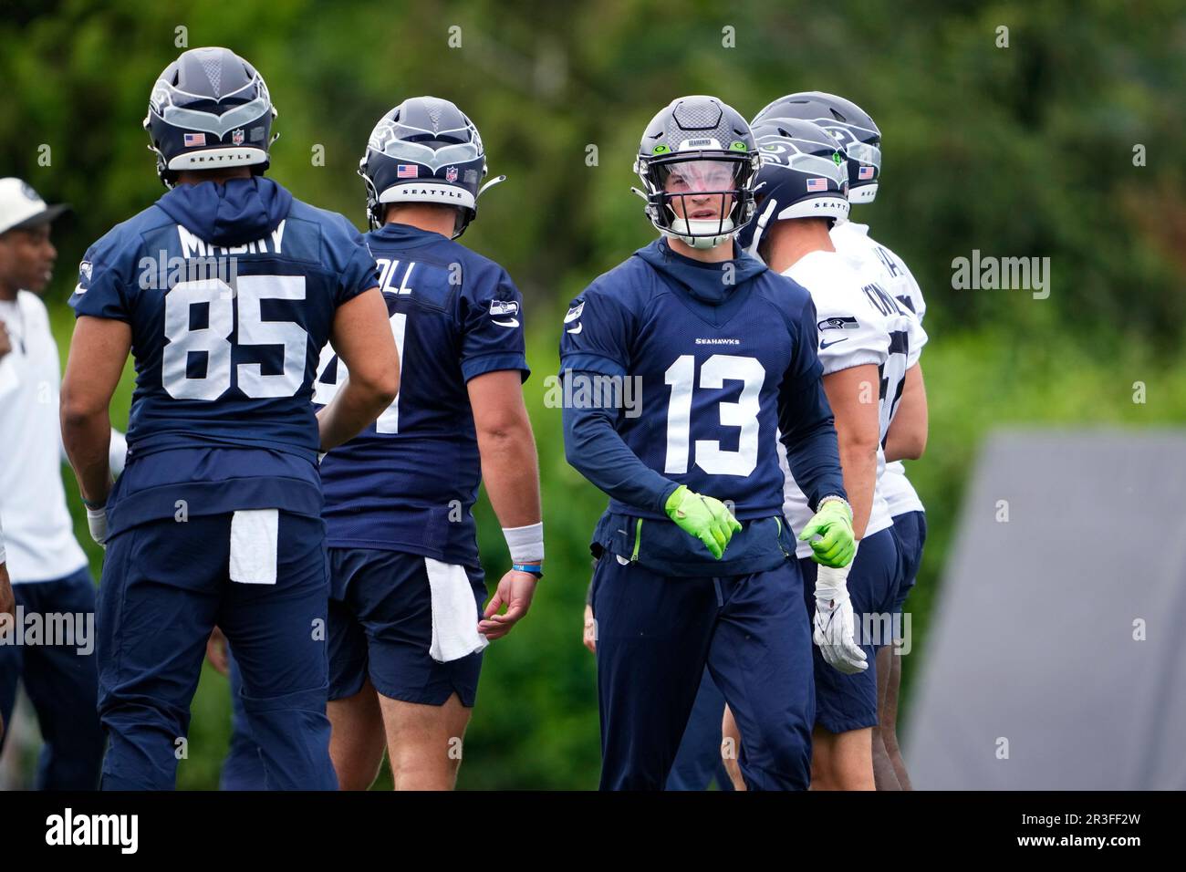 Seattle Seahawks wide receiver DK Metcalf (14) runs during the NFL football  team's training camp, Thursday, Aug. 3, 2023, in Renton, Wash. (AP  Photo/Lindsey Wasson Stock Photo - Alamy