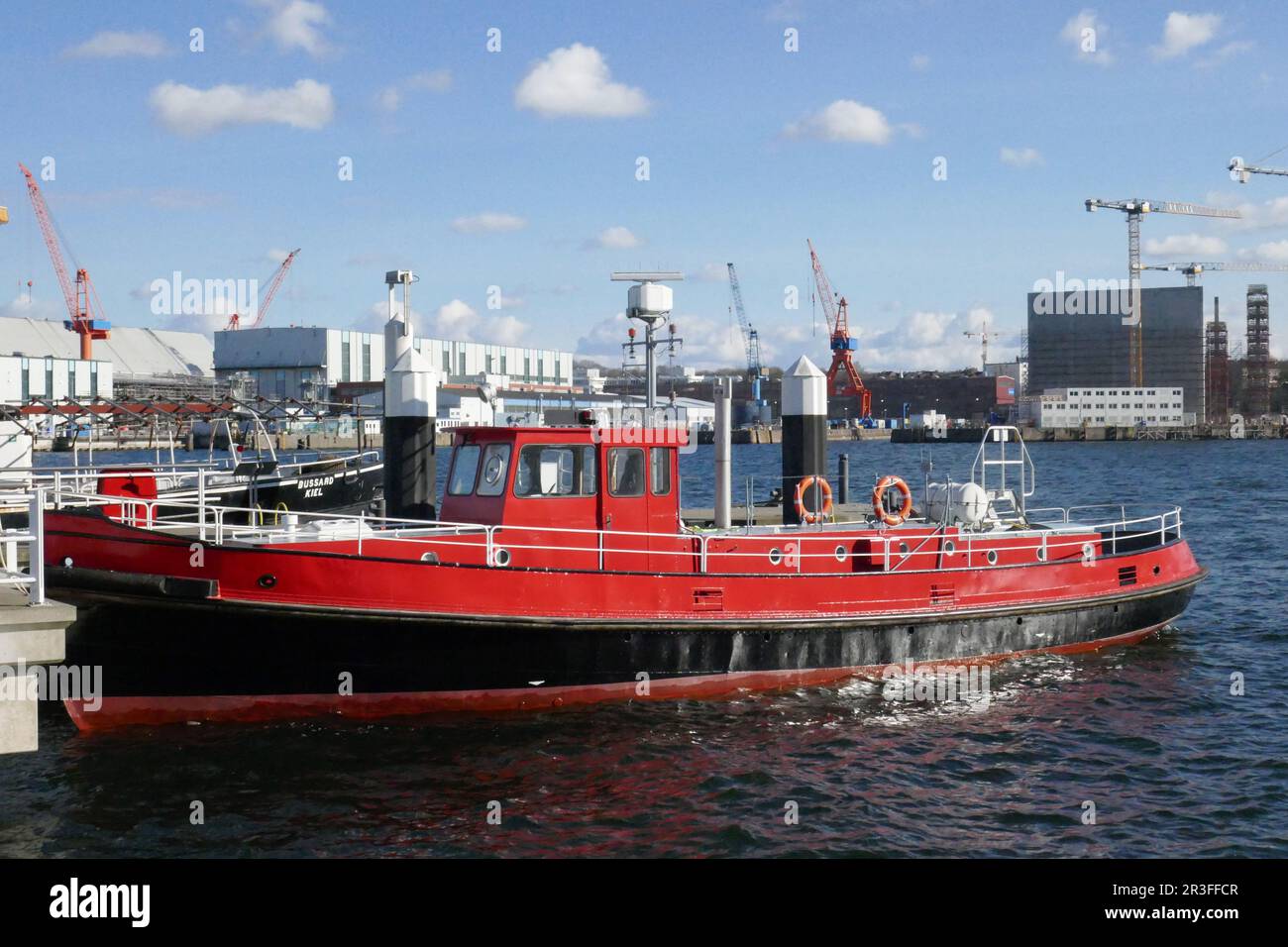 Fire-fighting boat Kiel in the Kiel Museum Harbour Stock Photo