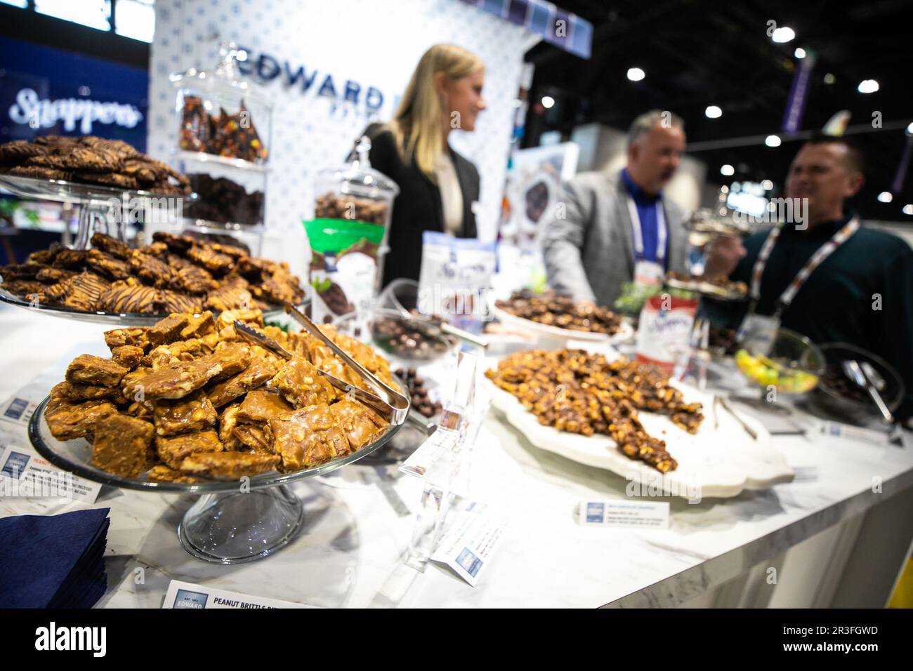 Chicago, USA. 23rd May, 2023. Snacks are on display at a booth at the
