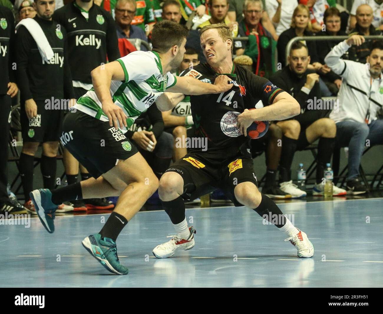 Omar Ingi Magnusson (SCM) and Martim Mota Da Costa (SCP) Handball EHF