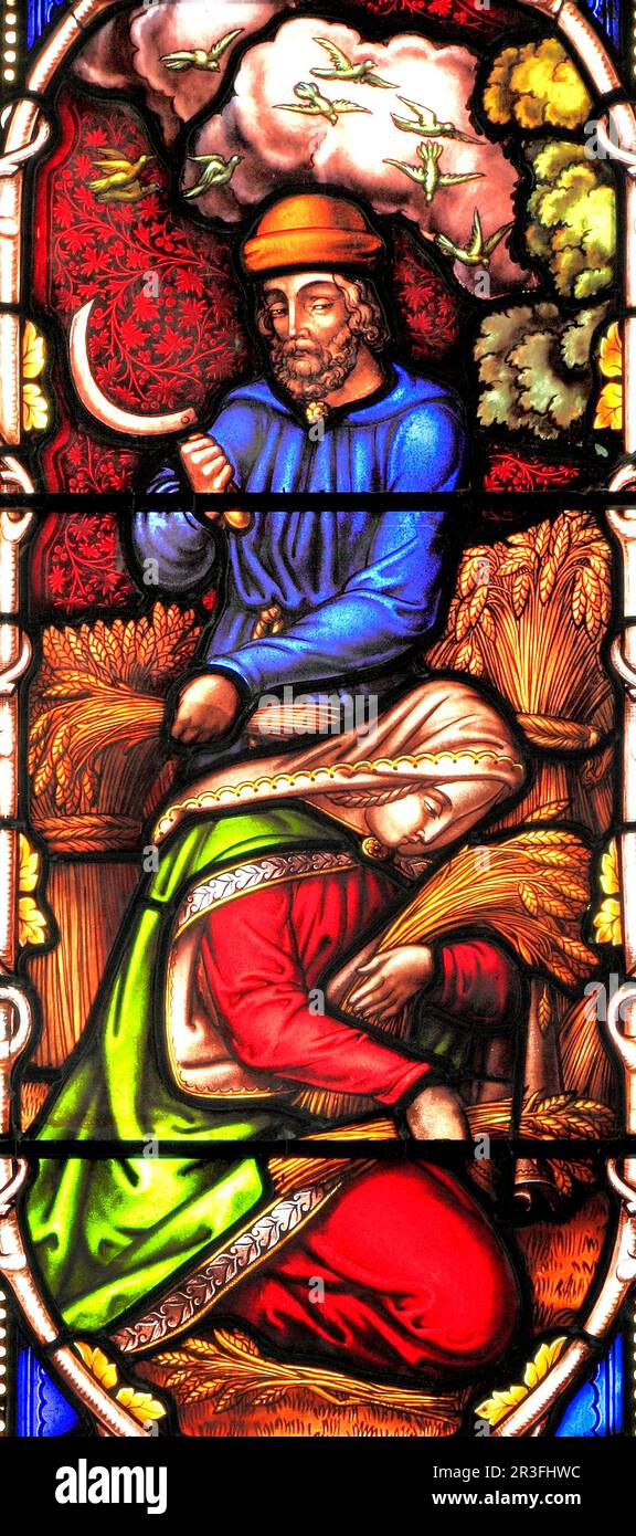 The Reaper, Harvest, stained glass window, by William Warrington, 1856