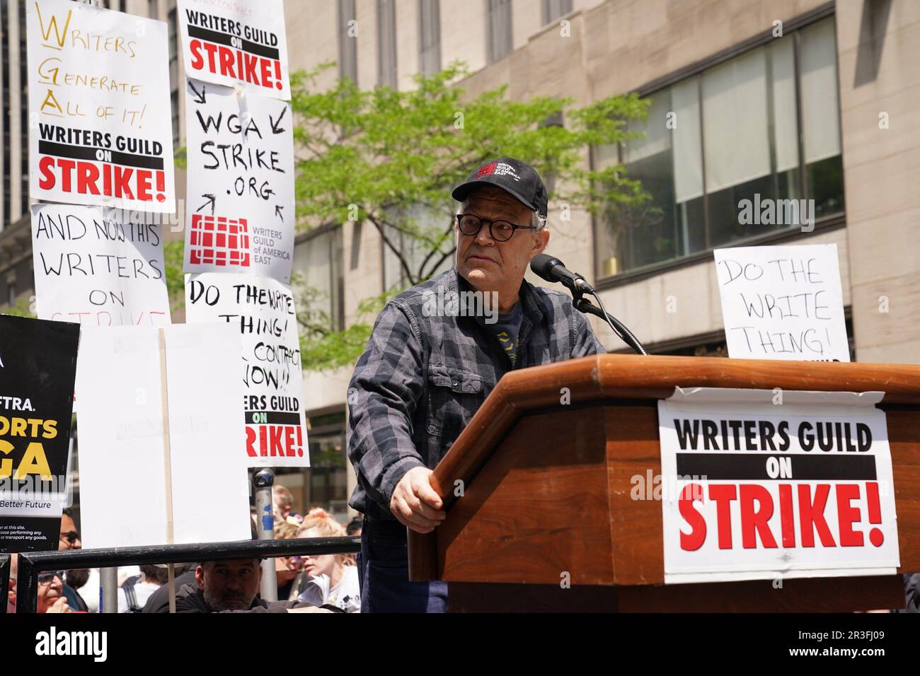 New York, NY, USA. 23rd May, 2023. Al Franken in attendance for The Writers Guild of America WGA Rally at the Rock, NBCUniversal offices at 30 Rock, New York, NY May 23, 2023. Credit: Kristin Callahan/Everett Collection/Alamy Live News Stock Photo
