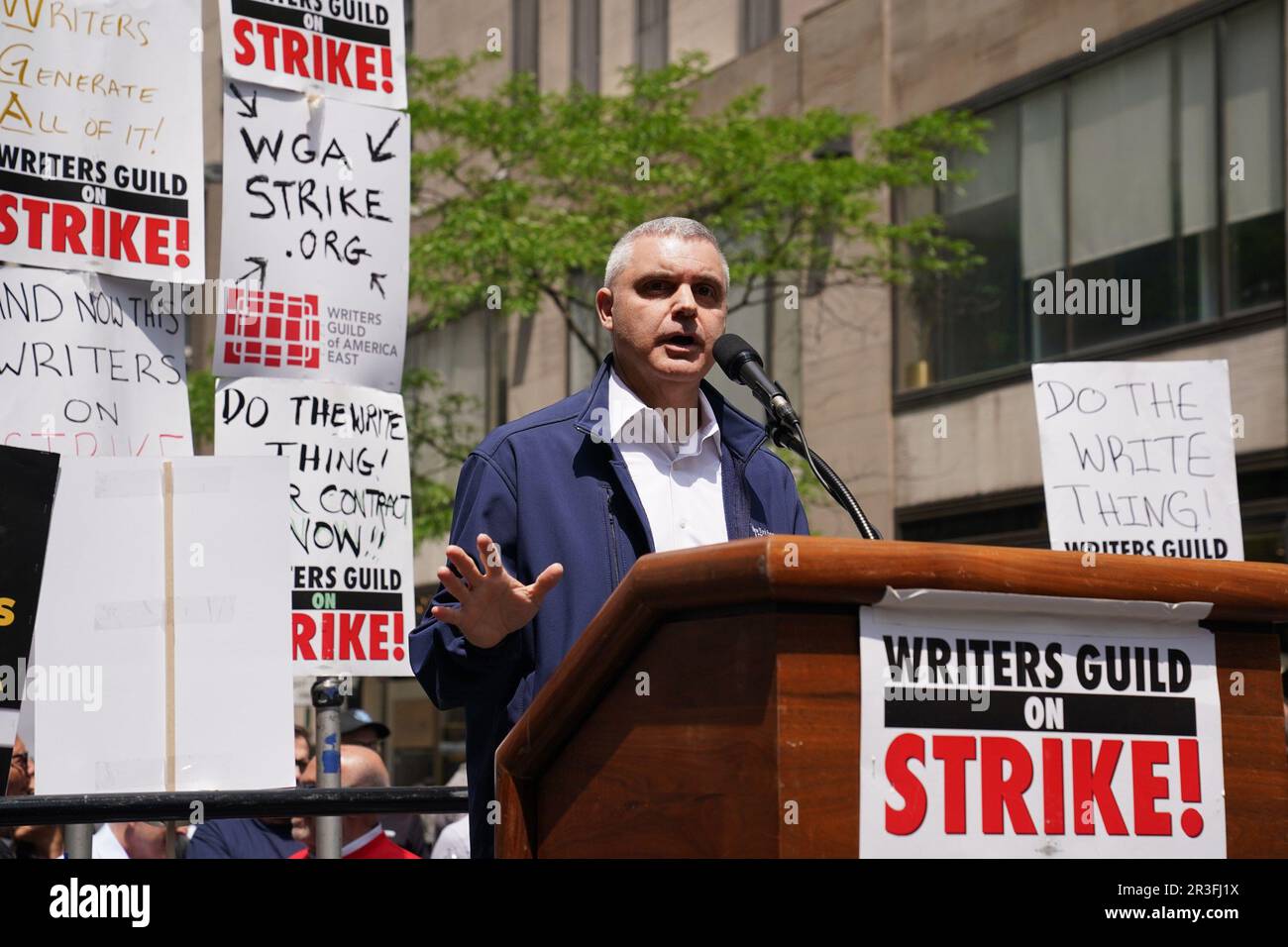 New York, NY, USA. 23rd May, 2023. Mario Cilento in attendance for The Writers Guild of America WGA Rally at the Rock, NBCUniversal offices at 30 Rock, New York, NY May 23, 2023. Credit: Kristin Callahan/Everett Collection/Alamy Live News Stock Photo