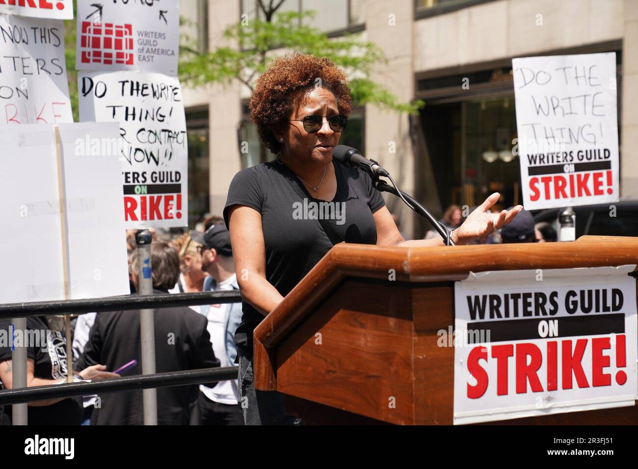 New York, NY, USA. 23rd May, 2023. Wanda Sykes in attendance for The Writers Guild of America WGA Rally at the Rock, NBCUniversal offices at 30 Rock, New York, NY May 23, 2023. Credit: Kristin Callahan/Everett Collection/Alamy Live News Stock Photo