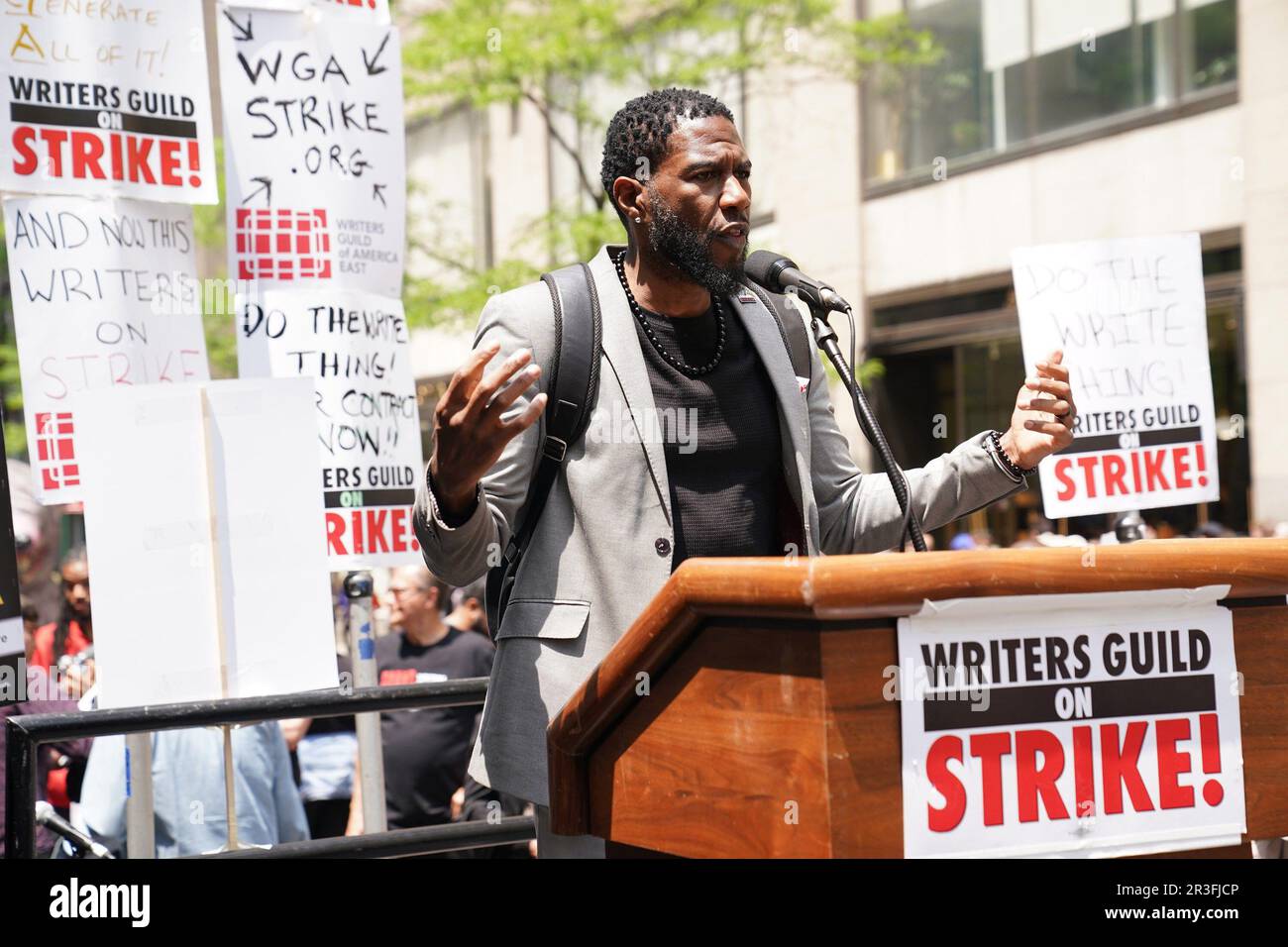 New York, NY, USA. 23rd May, 2023. Jumaane Williams in attendance for The Writers Guild of America WGA Rally at the Rock, NBCUniversal offices at 30 Rock, New York, NY May 23, 2023. Credit: Kristin Callahan/Everett Collection/Alamy Live News Stock Photo
