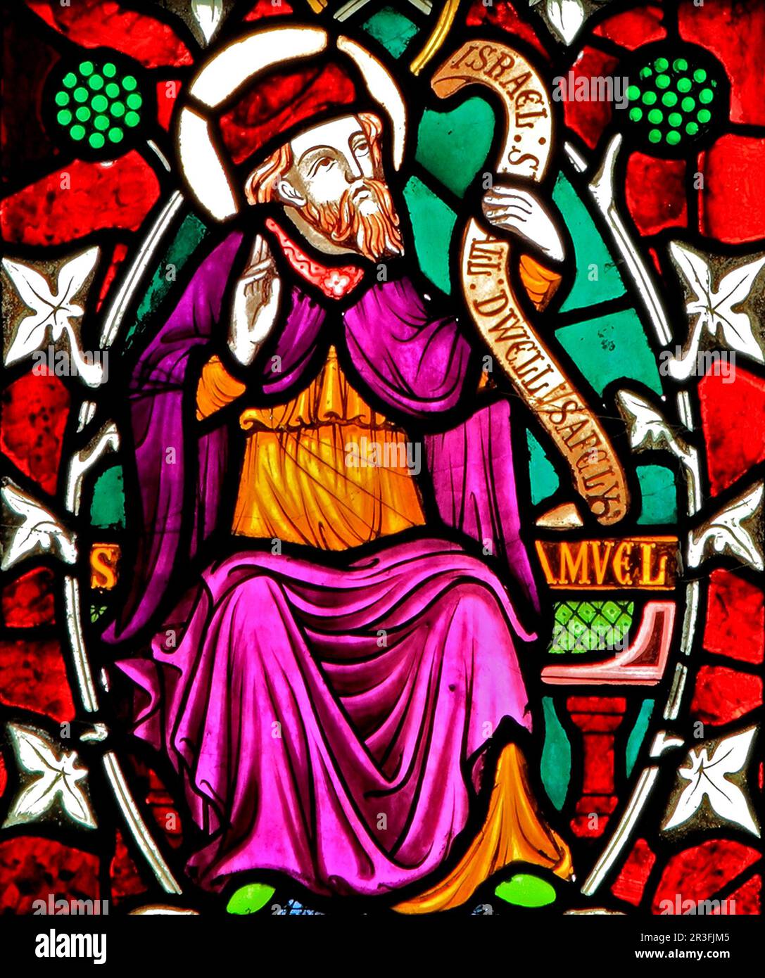 Samuel, Biblical Prophet, Old Testament, stained glass window, by Frederick Preedy, Old Hunstanton, Norfolk, England Stock Photo