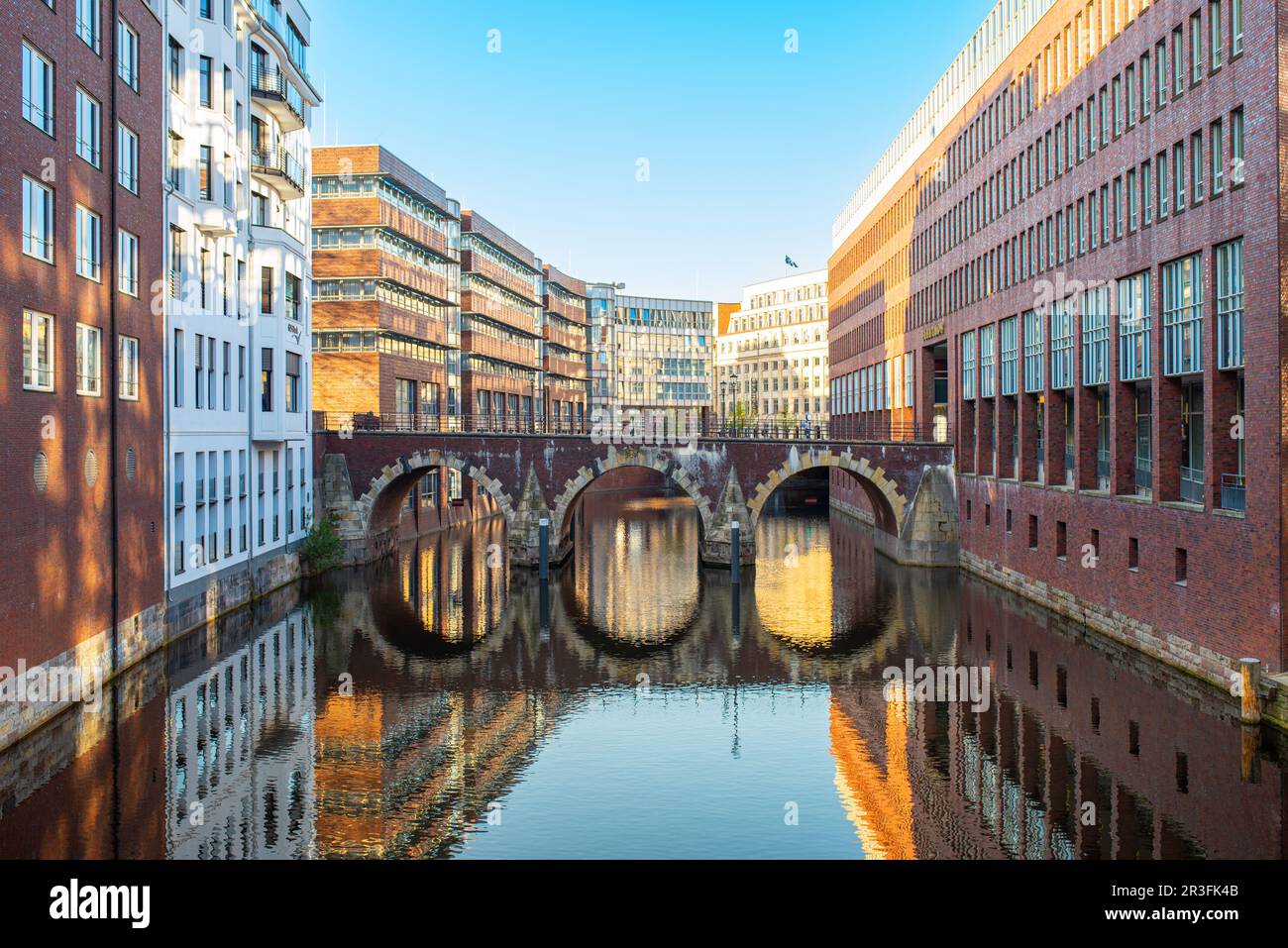 The Herrengraben canal in the city of Hamburg Stock Photo