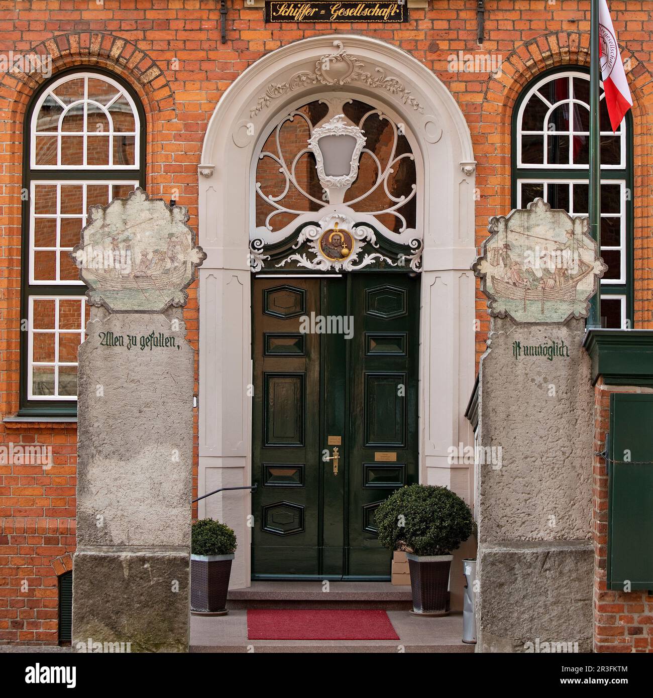 Schiffergesellschaft Luebeck, entrance with side walls made of Gotland limestone, Luebeck, Germany Stock Photo