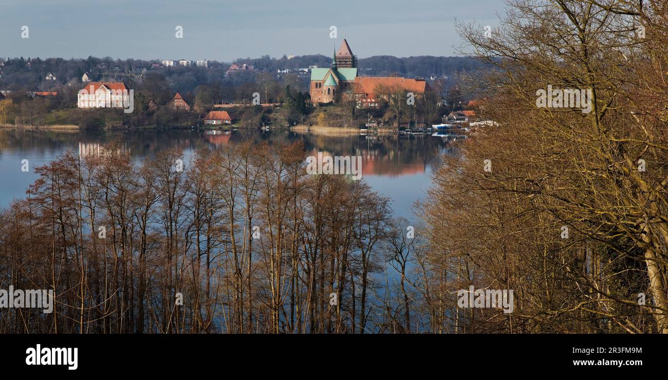 Beautiful view of Ratzeburg with the Domsee and the cathedral, Baek, Germany, Europe Stock Photo