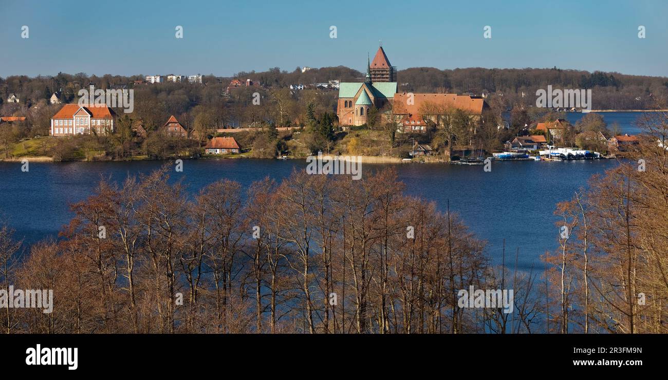 Beautiful view of Ratzeburg with the Domsee and the cathedral, Baek, Germany, Europe Stock Photo