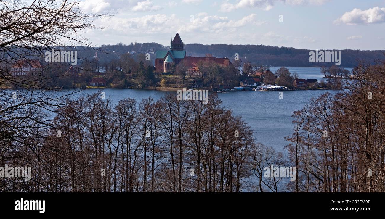 Beautiful view of Ratzeburg with the Domsee and the cathedral, Baek, Germany, Europe Stock Photo