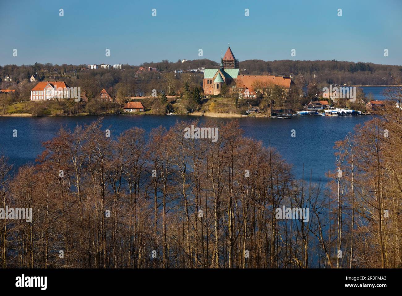 Beautiful view of Ratzeburg with the Domsee and the cathedral, Baek, Germany, Europe Stock Photo
