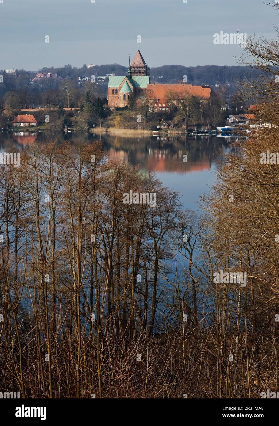 Beautiful view of Ratzeburg with the Domsee and the cathedral, Baek, Germany, Europe Stock Photo