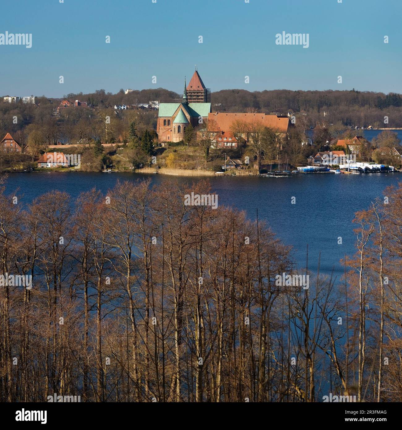 Beautiful view of Ratzeburg with the Domsee and the cathedral, Baek, Germany, Europe Stock Photo
